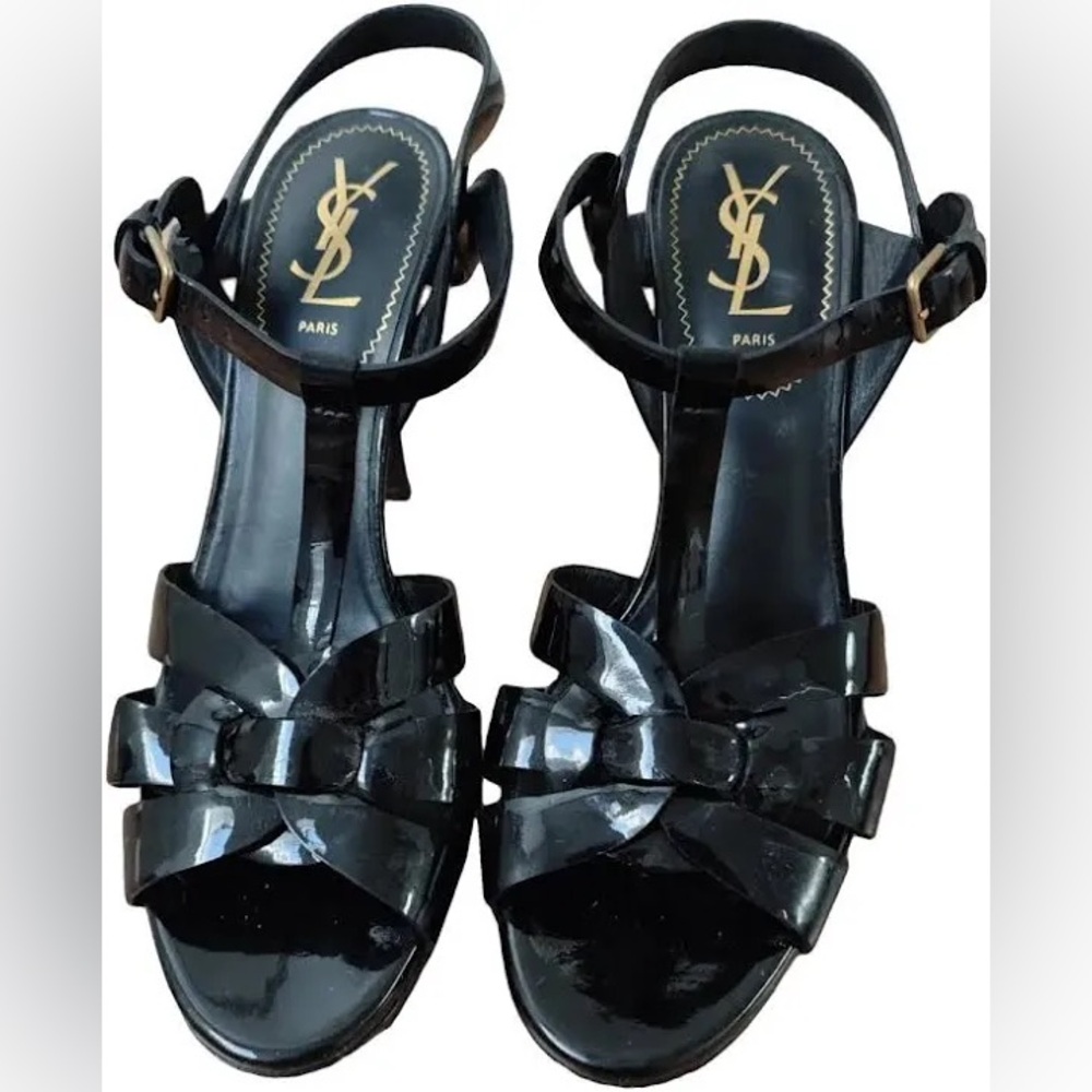 High end designer YSL Tribute 105 Patent Leather Platform Sandal